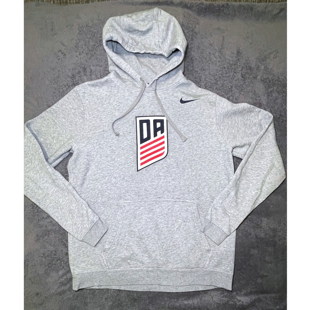 Nike Hoodie Mens Medium Club Fleece M31777 Gray DA Graphic Pullover Sweatshirt